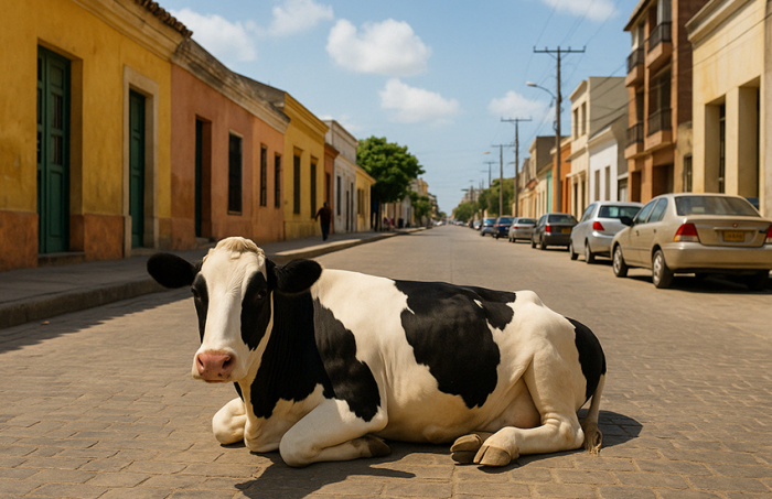 Vaca en la calle